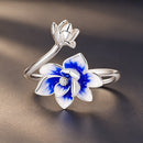 925 Sterling Silver Enamel Flower Ring
