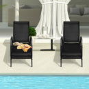 2 Pcs Outdoor Patio Lounge Chair Chaise Fabric with Adjustable Reclining Armrest-Brown