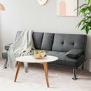 Convertible Folding Futon Sofa Bed Fabric with 2 Cup Holders