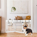 24 Inch Folding Wooden Freestanding Dog Gate with 360° Flexible Hinge for Pet