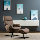 Upholstered Swivel Lounge Chair with Ottoman and Rocking Footstool