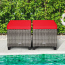 2 Pieces Patio Rattan Ottoman Seat with Removable Cushions-Navy
