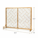 2-Panel Fireplace Screen Folding Metal Fire Place Safety Fence with Magnetic Doors