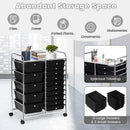 15-Drawer Utility Rolling Cart with Drawers Multi-Use Storage-Icecream Multicolor