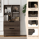 4-Cube Bookcase with 2 Drawers 51 inch 5-Tier Tall Freestanding Bookshelf