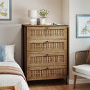 4-Drawer Dresser with Interlocking Mechanism and Metal Legs for Bedroom-Oak