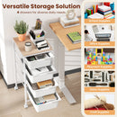 4-Drawer Rolling Storage Cart Mobile Utility Organizer with Wooden Tabletop and Lockable Wheels-White