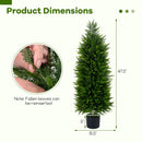 4 FT Artificial Topiary Tree Set of 2 Faux Cedar Cypress Plants in Cement-Filled Pots
