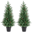 4 FT Pre-lit Christmas Trees with 70 Warm White LED Lights and 173 Branch Tips 2 Pack