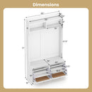 4-In-1 Hall Tree with Coat Rack and Flip Drawers for Entryway Mudroom