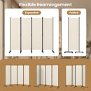 4-Panel Room Divider with Lockable Wheels - 87" x 68"