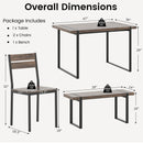 4-Piece Dining Table Set for 4 with 1 Bench and 2 Chairs-Gray