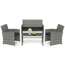 4 Piece Patio Conversation Set Rattan Chair Loveseat and Table Set