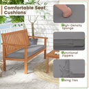 4 Piece Patio Wood Furniture Set Acacia Wood Sofa Set with Loveseat