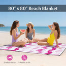 4 Pieces Beach Umbrella Set with 2 Foldable Chairs and Picnic Blanket