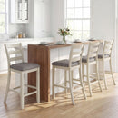 4 Pieces Counter Height Chairs with Fabric Seat and Rubber Wood Legs