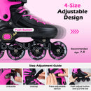 4-Size Adjustable Light-Up Kids Inline Skates for Kids Ages 7-9