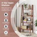 4-Tier Bamboo Ladder Bookshelf 58 Inch - Walnut