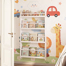 4-Tier Wall Mounted Bookshelf with Safety Rails