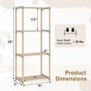 5-Tier Pine Wood Bookshelf with Open Shelves