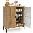 4 Tier Farmhouse Shoe Storage Cabinet with Removable Shelves and Metal Legs