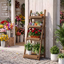 4-Tier Foldable Plant Stand with Slatted Shelves