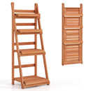 4-Tier Foldable Plant Stand with Slatted Shelves