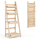 4-Tier Foldable Plant Stand with Slatted Shelves
