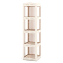 4-Tier Foldable Rotating Bookshelf with Swivel Base and Translucent Panels-White