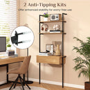 4-Tier Ladder Bookshelf with Drawer and Metal Frame