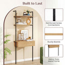 4-Tier Ladder Bookshelf with Drawer and Metal Frame