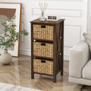 3/4-Tier Nightstand with 2 Seagrass Baskets Narrow X-Design-3