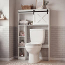 4-Tier Over The Toilet Storage Cabinet with Sliding Barn Door and Storage Shelves