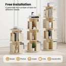 4-Tier Rotating Bookshelf 360° Display Rack with Dividers and Anti-falling Baffles