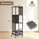 4-Tier Rotating Bookshelf on Wheels with Removable Drawer