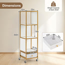4-Tier Rotating Bookshelf on Wheels with Removable Drawer