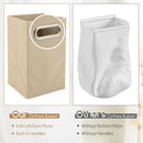 3-Tier Tilt-Out Laundry Hamper with Storage Shelves for Laundry Room-Natural and White