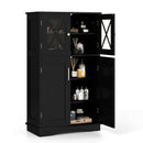 4 Doors Freeestanding Bathroom Floor Cabinet with Adjustable Shelves