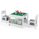 4 in 1 Kids Table and Chair Set with Reversible Graffiti and Building Blocks Tabletop