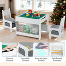4 in 1 Kids Table and Chair Set with Reversible Graffiti and Building Blocks Tabletop