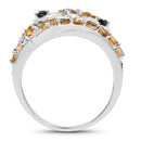 1.00 Carat Genuine Citrine & Black Spinel .925 Sterling Silver Ring