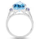 6.86 Carat Genuine Swiss Blue Topaz, Tanzanite & White Topaz .925 Sterling Silver Ring