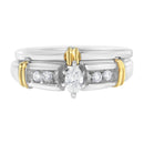14K Yellow and White Gold 1/3 Cttw Marquise Diamond Cocktail Engagement Ring Set (H-I Color, SI1-SI2 Clarity) - Size 7