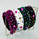 Crystal Knotted Fabric Headband Colorful Diamond