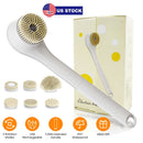 Electric Bath Brush Body Scrubber Rechargeable Massaging Spin Brush with 6 Shower Brush Heads 3 Rotating Modes Extended Handle