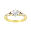 10K Two Tone Color 1/2 Cttw Diamond Kite and Split Shank Ring (H-I Color,SI2-I1 Clarity)