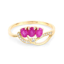 0.71 Carat Genuine Ruby and White Diamond 14K Yellow Gold Ring