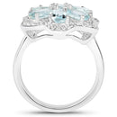 2.88 Carat Genuine Aquamarine .925 Sterling Silver Ring