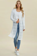Double Take Full Size Open Front Longline Cardigan