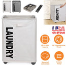 82L/21.6Gal Large Rolling Laundry Hamper Collapsible Tall Laundry Basket with Wheels Waterproof Dirty Clothes Cart with Handle Foldable Clothes Organi
